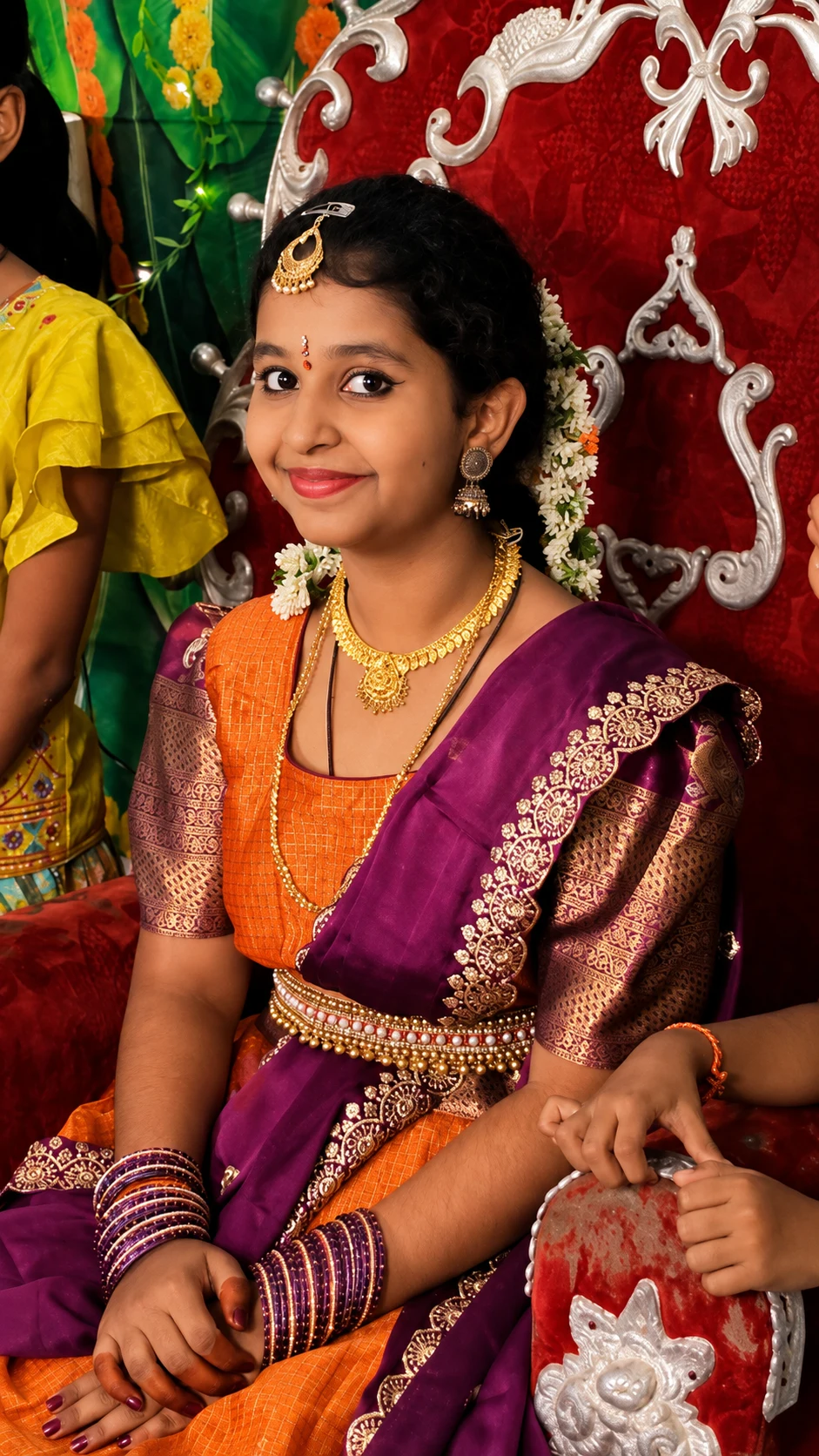 Aakrithi in her traditional half saree